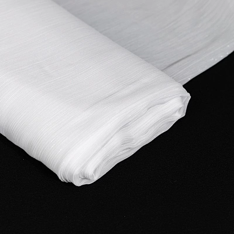 Crinkled Chiffon Fabric Bolt 54" X 10 Yards - Silver And White - Image 3