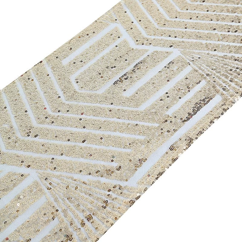12x108 In Sequined Geometric Design Tulle Table Runner - Image 17