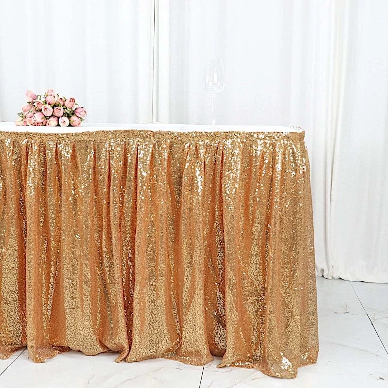 Sequin 17 Feet Pleated Satin Table Skirt With Top Velcro Strip - Image 7