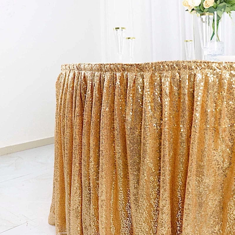 Sequin 17 Feet Pleated Satin Table Skirt With Top Velcro Strip - Image 4