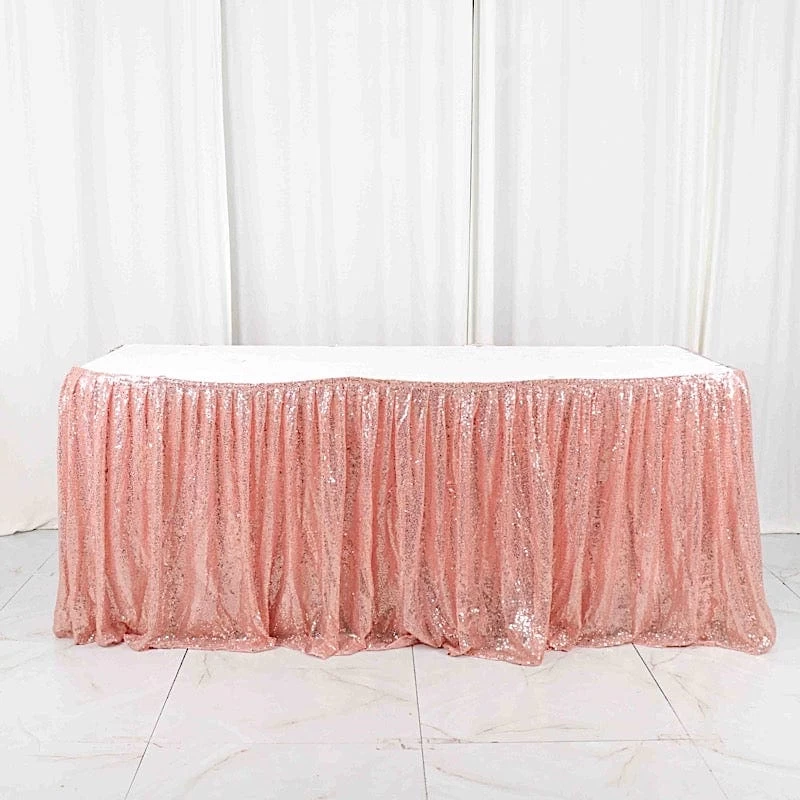 Sequin 17 Feet Pleated Satin Table Skirt With Top Velcro Strip - Image 15