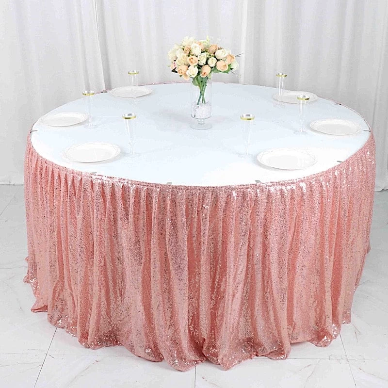 Sequin 17 Feet Pleated Satin Table Skirt With Top Velcro Strip - Image 18