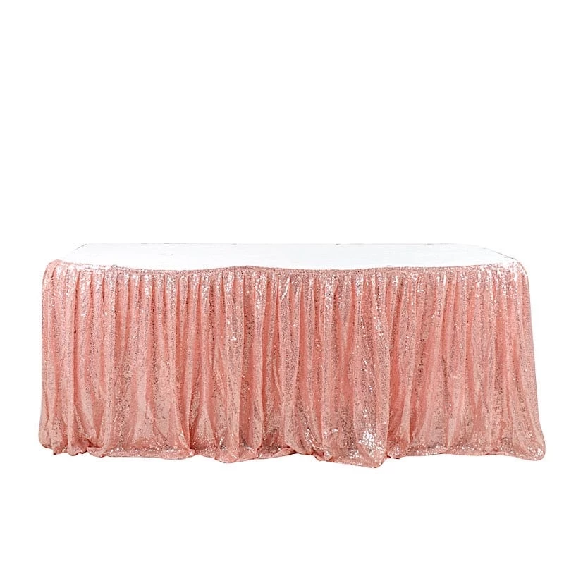 Sequin 17 Feet Pleated Satin Table Skirt With Top Velcro Strip - Image 13
