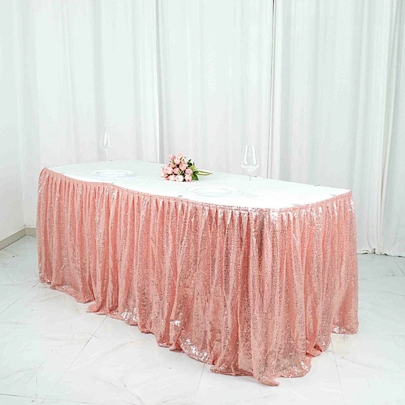 Sequin 17 Feet Pleated Satin Table Skirt With Top Velcro Strip - Image 11