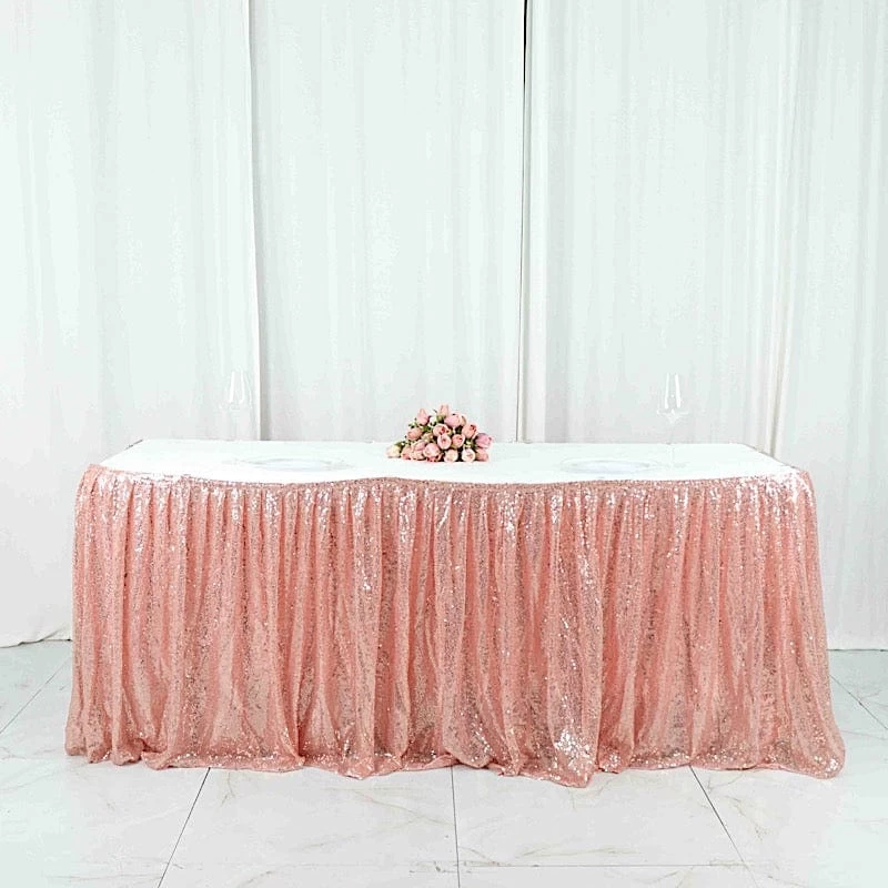 Sequin 17 Feet Pleated Satin Table Skirt With Top Velcro Strip - Image 16