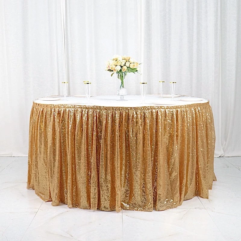 Sequin 17 Feet Pleated Satin Table Skirt With Top Velcro Strip - Image 2