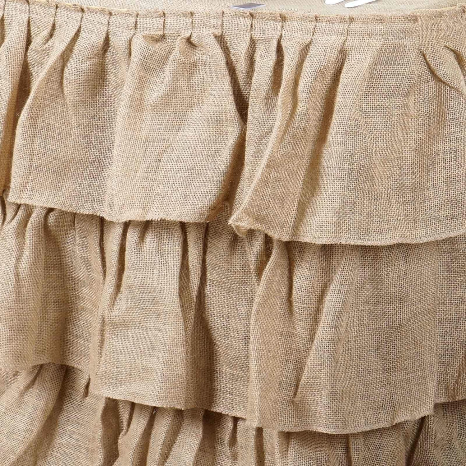 Natural Brown 3 Tiers Ruffled Burlap Table Skirt - Image 10