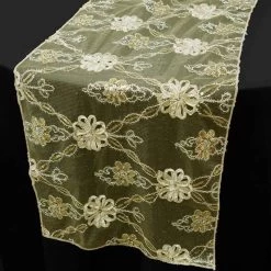 Sequined Flowers On Lace Table Runner