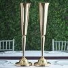 2 Gold 29" Tall Metallic Trumpet Vases Candle Holders Wedding Centerpieces
