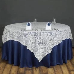 90 Inch Floral Lace Table Overlay
