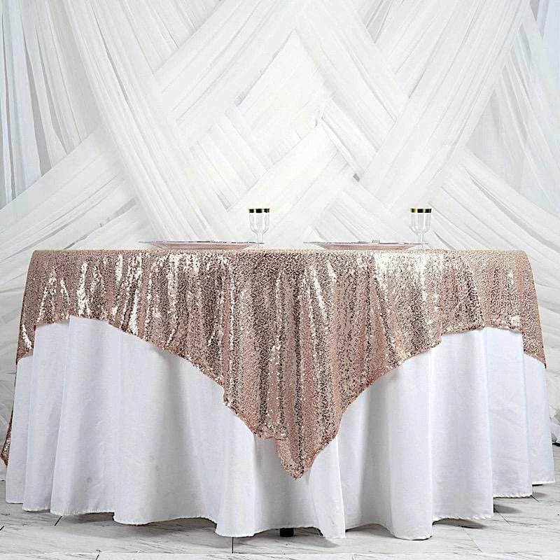 90 Inch Sequin Square Table Overlay