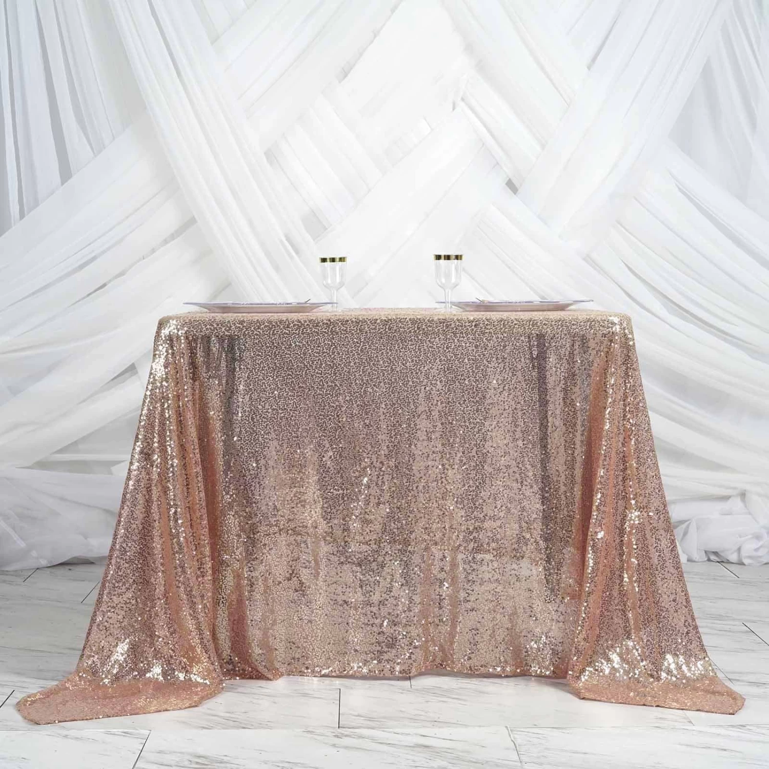 90 Inch Sequin Square Table Overlay - Image 6