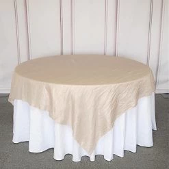 90x90 In Metallic Crinkled Taffeta Square Table Overlay