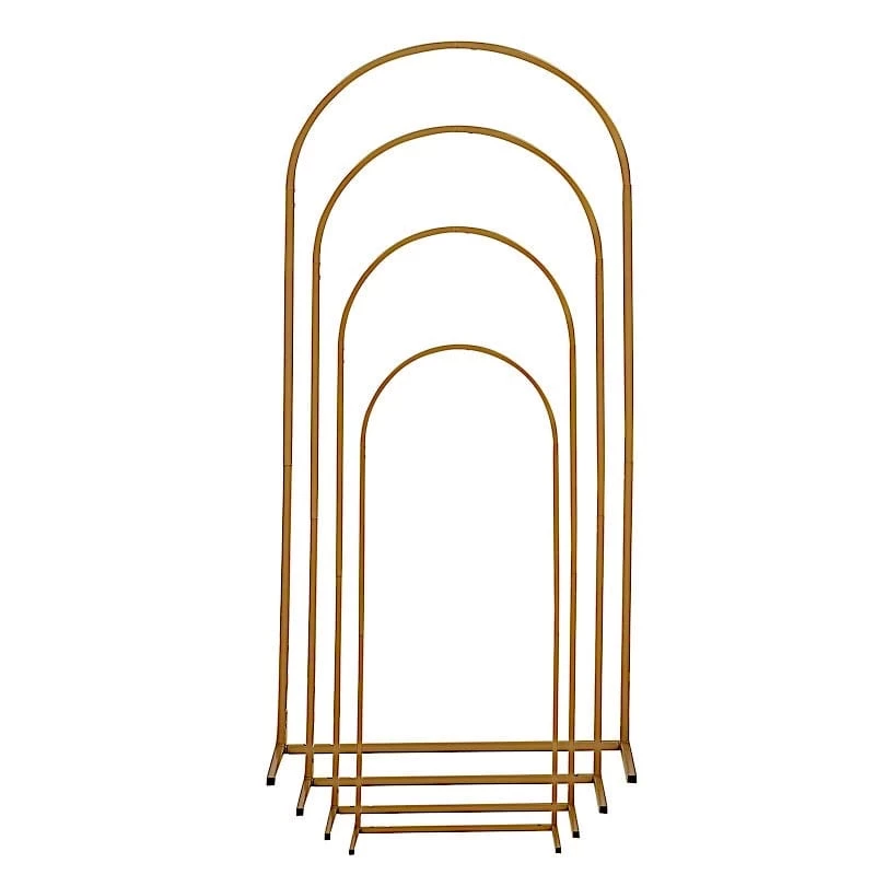 4 Gold Metal Floral Display Frame Round Top Backdrop Stand Wedding Arch Set - Image 7