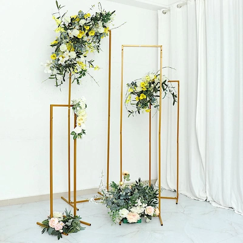 4 Metal Floral Display Frame Rectangle Backdrop Stand Wedding Arch Set - Image 8