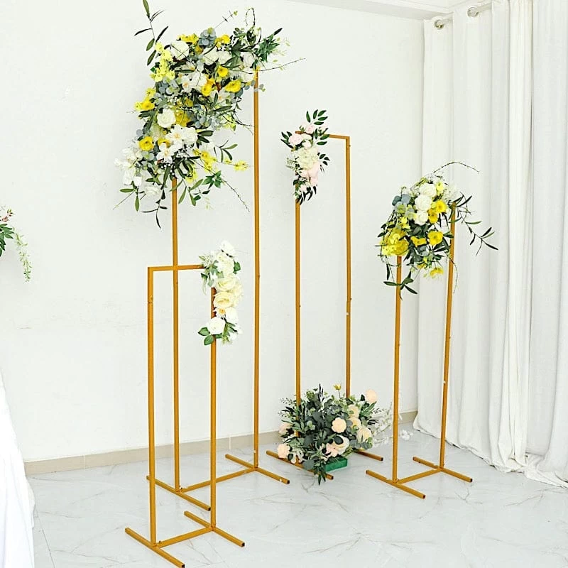 4 Metal Floral Display Frame Rectangle Backdrop Stand Wedding Arch Set - Image 5