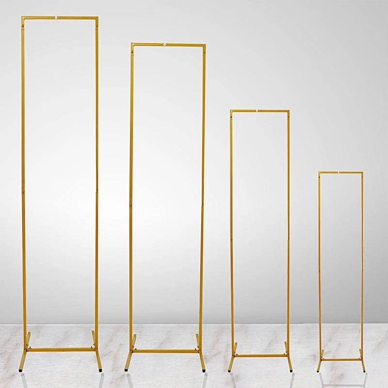 4 Metal Floral Display Frame Rectangle Backdrop Stand Wedding Arch Set - Image 4