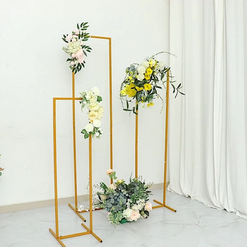 4 Metal Floral Display Frame Rectangle Backdrop Stand Wedding Arch Set - Image 6