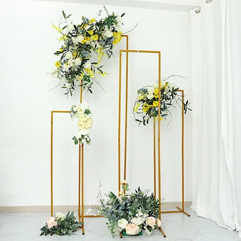 4 Metal Floral Display Frame Rectangle Backdrop Stand Wedding Arch Set - Image 9
