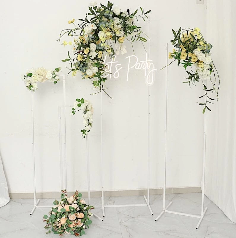 4 Metal Floral Display Frame Rectangle Backdrop Stand Wedding Arch Set - Image 15