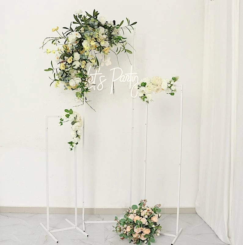 4 Metal Floral Display Frame Rectangle Backdrop Stand Wedding Arch Set - Image 16