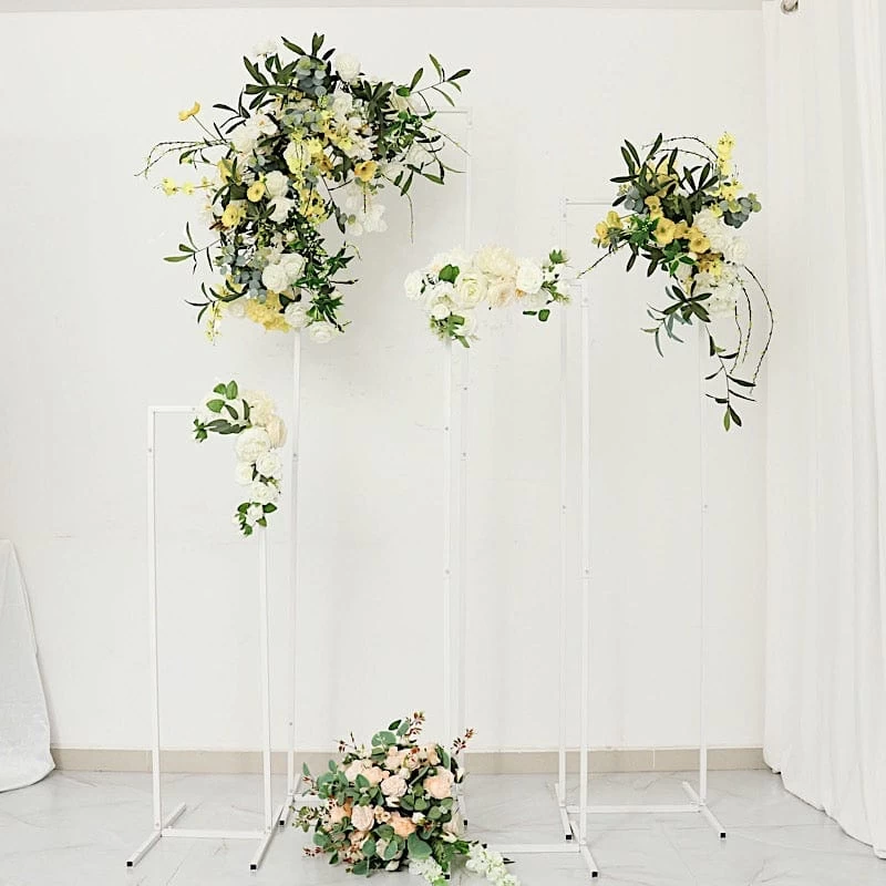4 Metal Floral Display Frame Rectangle Backdrop Stand Wedding Arch Set - Image 10