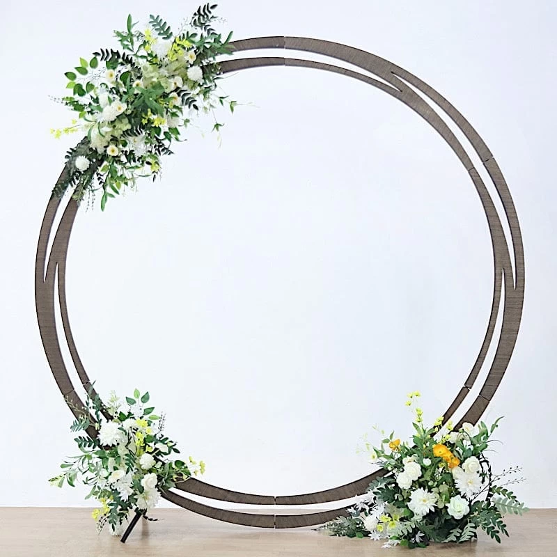 8 Feet Brown Natural Wood Round Backdrop Stand Wedding Arch - Image 7