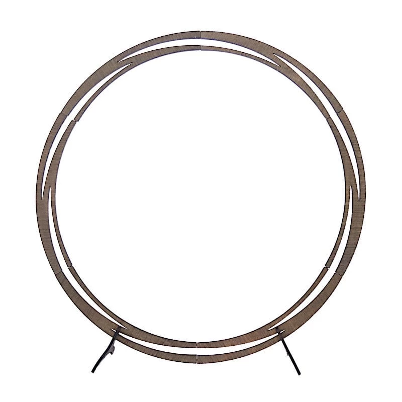 8 Feet Brown Natural Wood Round Backdrop Stand Wedding Arch - Image 9