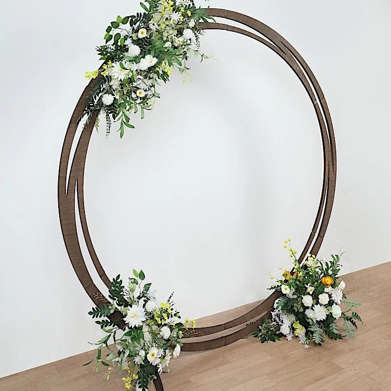 8 Feet Brown Natural Wood Round Backdrop Stand Wedding Arch - Image 5