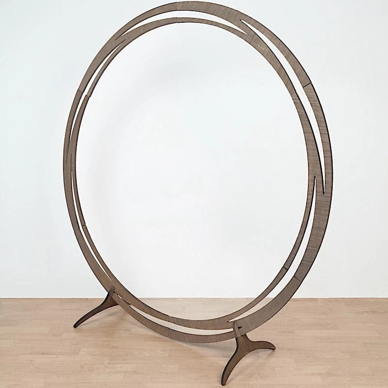 8 Feet Brown Natural Wood Round Backdrop Stand Wedding Arch