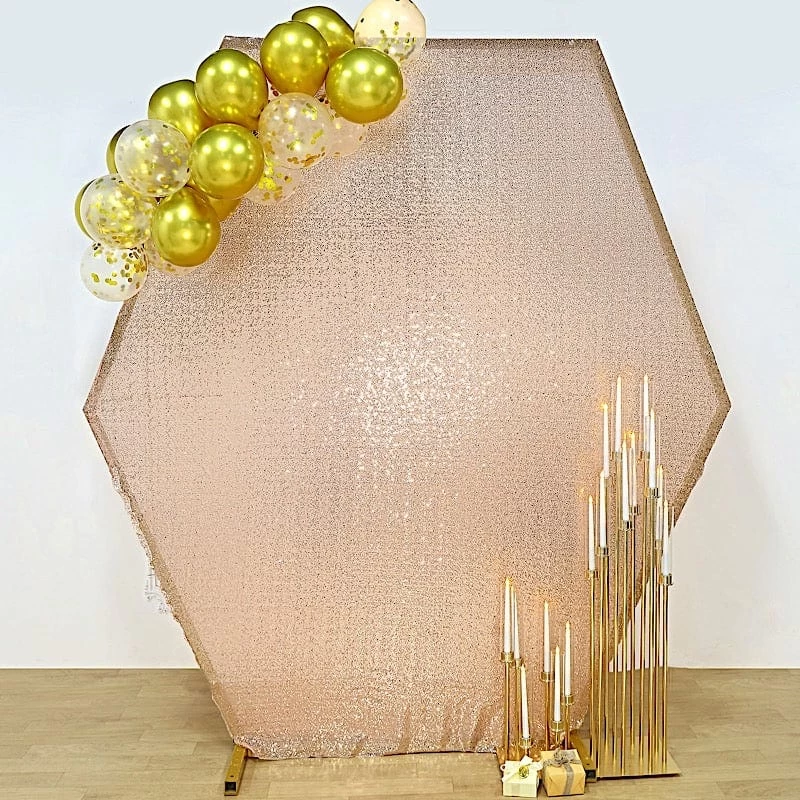 8 Feet Sparkle Sequin Hexagon Backdrop Stand Cover