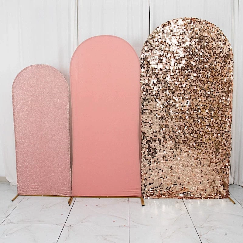 3 Fitted Assorted Round Top Wedding Arch Backdrop Stand Covers - Image 10
