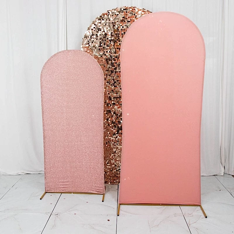 3 Fitted Assorted Round Top Wedding Arch Backdrop Stand Covers - Image 8