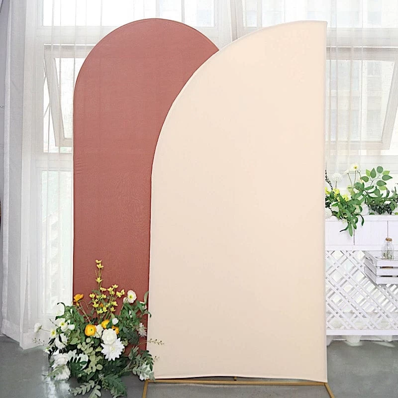 7x3 Feet Matte Fitted Spandex Half Moon Wedding Arch Backdrop Stand Cover - Image 14