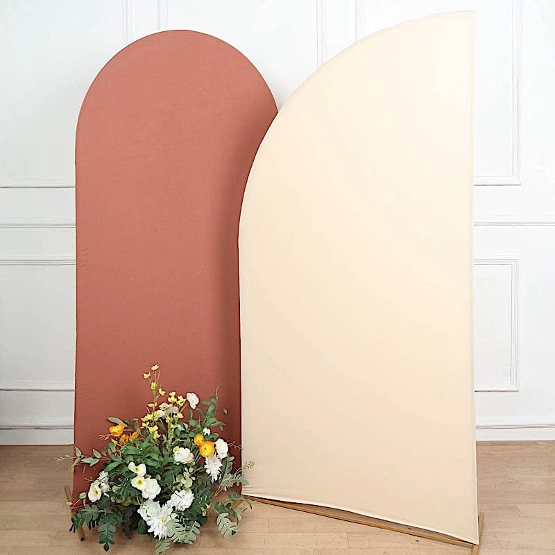 7x3 Feet Matte Fitted Spandex Half Moon Wedding Arch Backdrop Stand Cover - Image 17