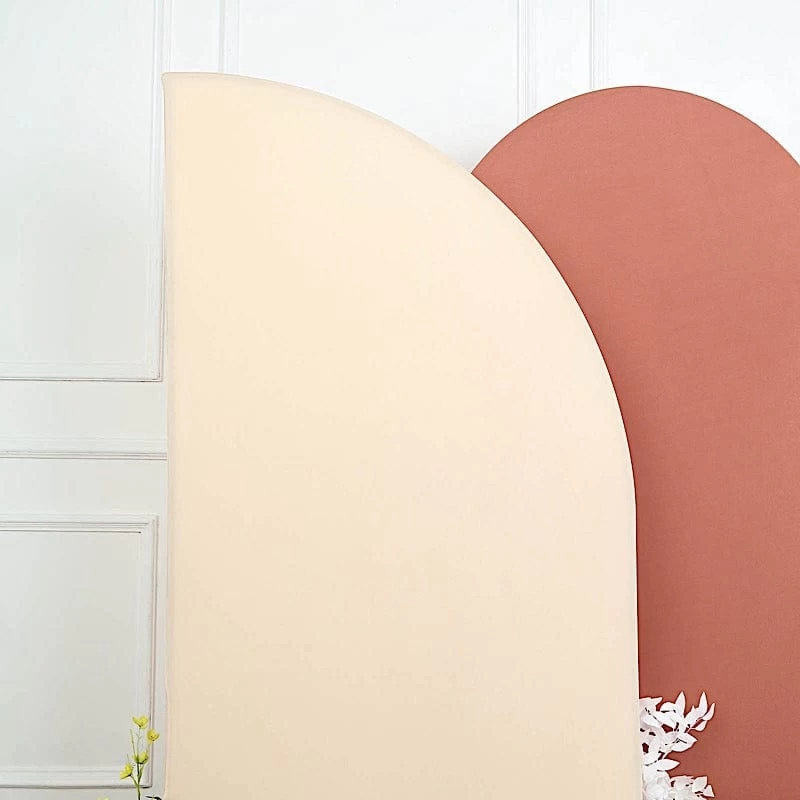 7x3 Feet Matte Fitted Spandex Half Moon Wedding Arch Backdrop Stand Cover - Image 18