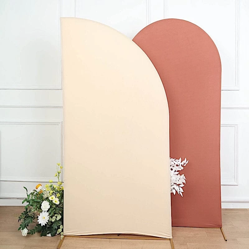 7x3 Feet Matte Fitted Spandex Half Moon Wedding Arch Backdrop Stand Cover - Image 16