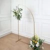Gold Metal Floral Display Frame Half Moon Backdrop Stand Wedding Arch