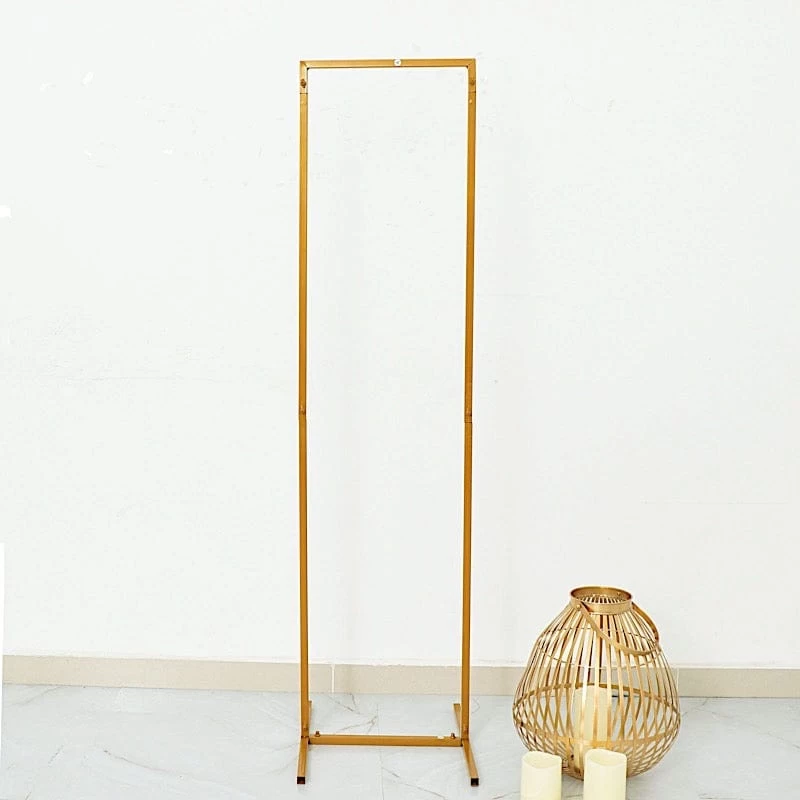 Gold Metal Floral Display Frame Rectangle Backdrop Stand Wedding Arch - Image 4