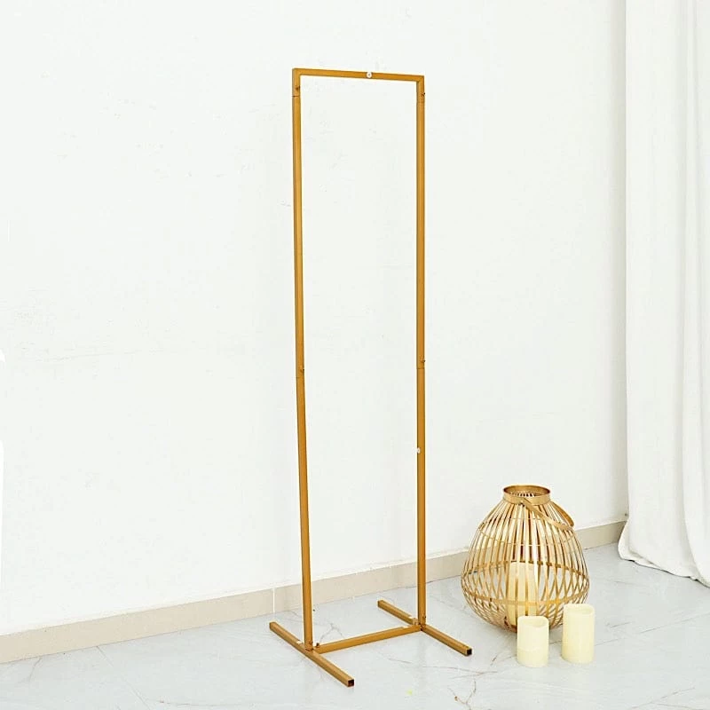 Gold Metal Floral Display Frame Rectangle Backdrop Stand Wedding Arch - Image 3