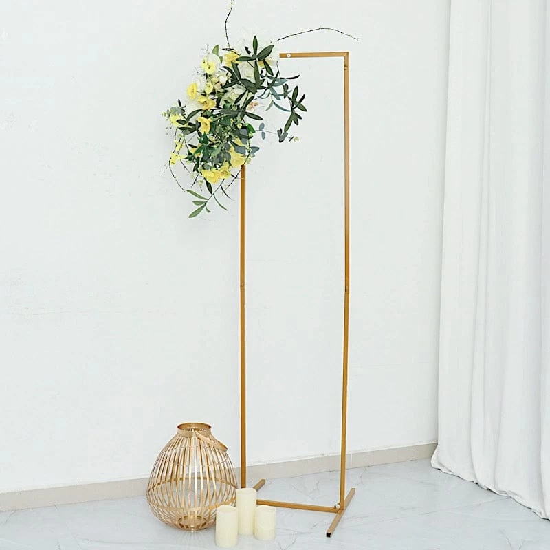 Gold Metal Floral Display Frame Rectangle Backdrop Stand Wedding Arch - Image 17