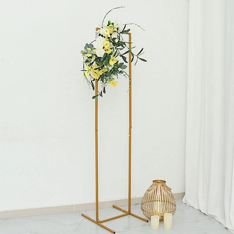 Gold Metal Floral Display Frame Rectangle Backdrop Stand Wedding Arch - Image 15