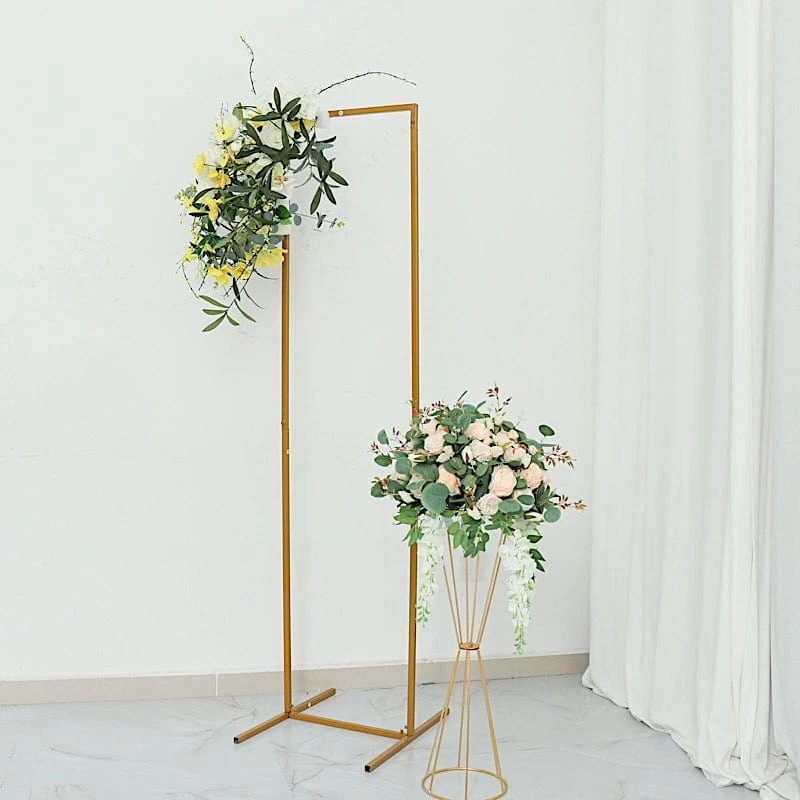 Gold Metal Floral Display Frame Rectangle Backdrop Stand Wedding Arch - Image 18