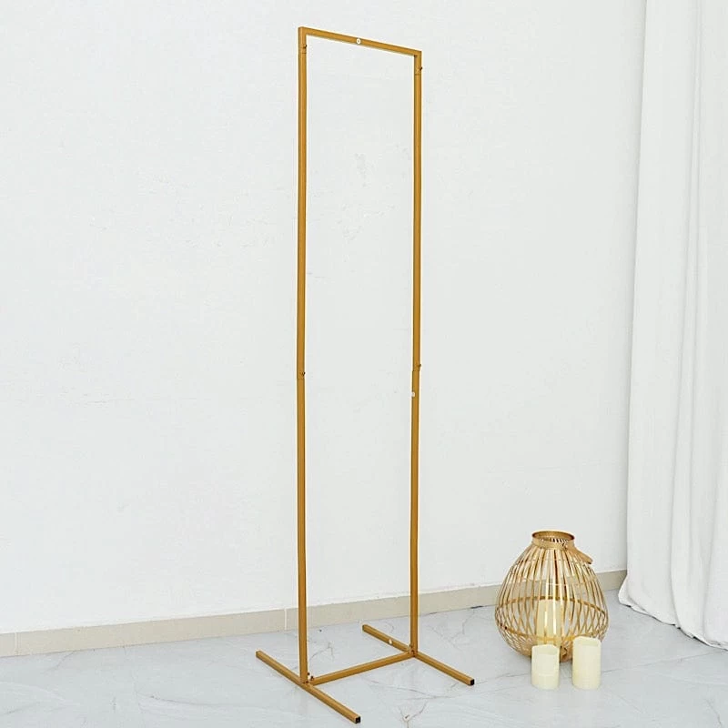 Gold Metal Floral Display Frame Rectangle Backdrop Stand Wedding Arch - Image 14