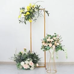 Gold Metal Floral Display Frame Rectangle Backdrop Stand Wedding Arch