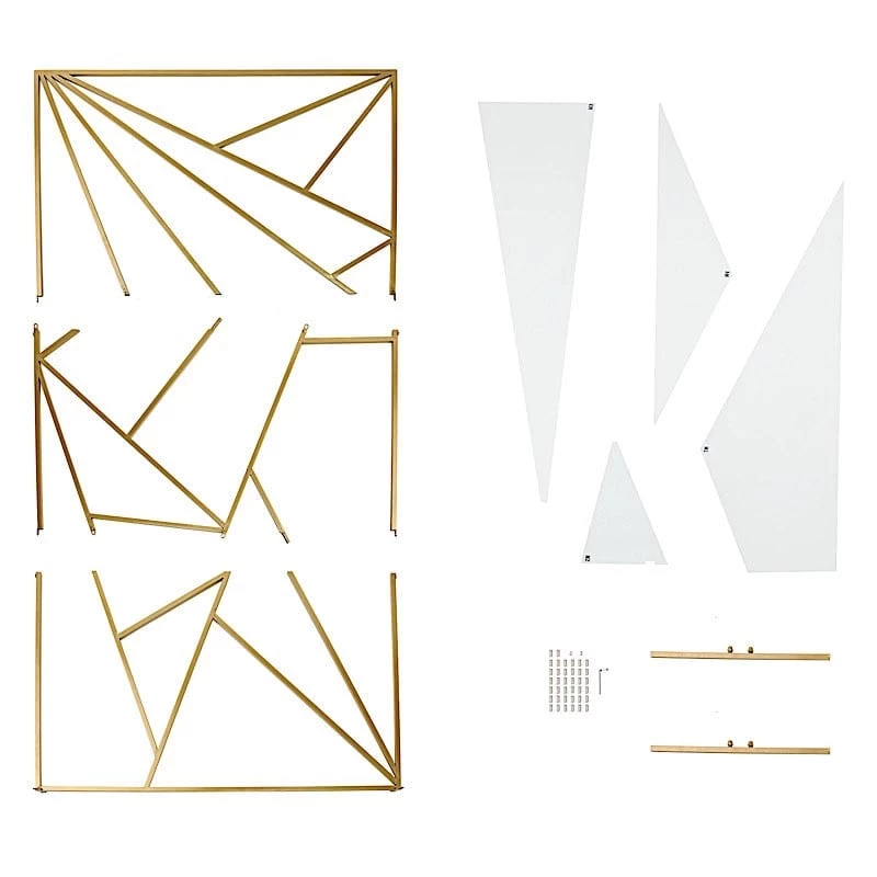 Gold Metal Rectangle Geometric Backdrop Stand Wedding Arch - Image 9