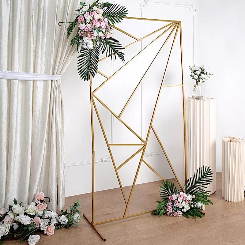 Gold Metal Rectangle Geometric Backdrop Stand Wedding Arch - Image 4