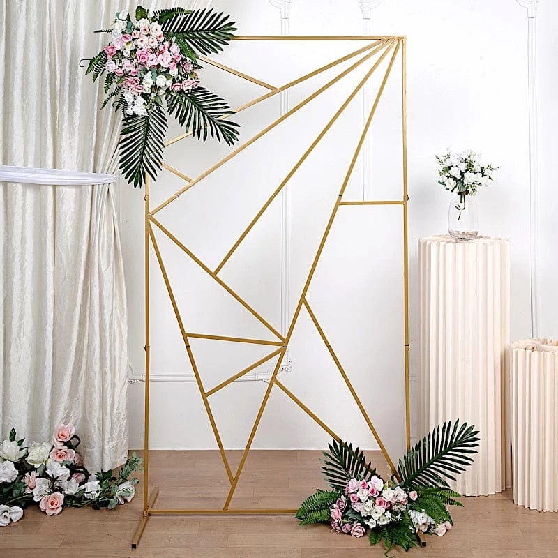 Gold Metal Rectangle Geometric Backdrop Stand Wedding Arch - Image 5