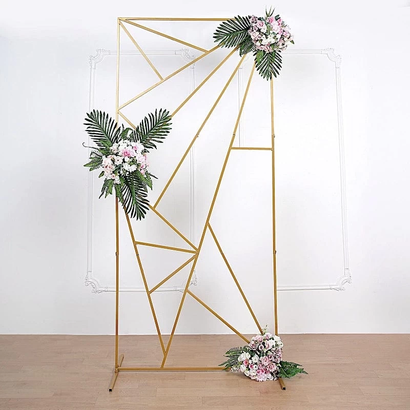 Gold Metal Rectangle Geometric Backdrop Stand Wedding Arch - Image 16