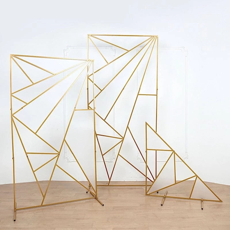 Gold Metal Rectangle Geometric Backdrop Stand Wedding Arch - Image 13